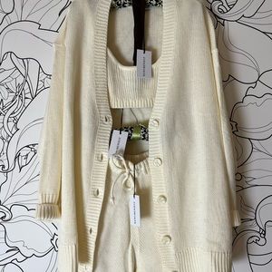 We Wore What. Three piece cream sweater set. New with tags.